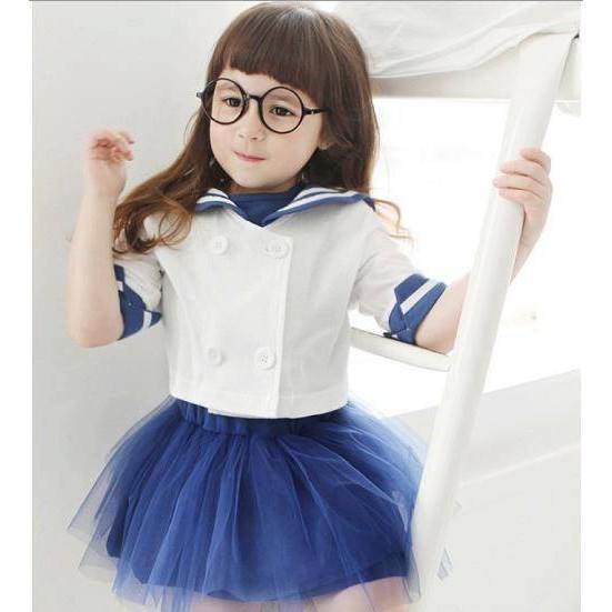 Setelan Anak Perempuan TOP SAILOR + SKIRT TUTU BLUE KD338-115