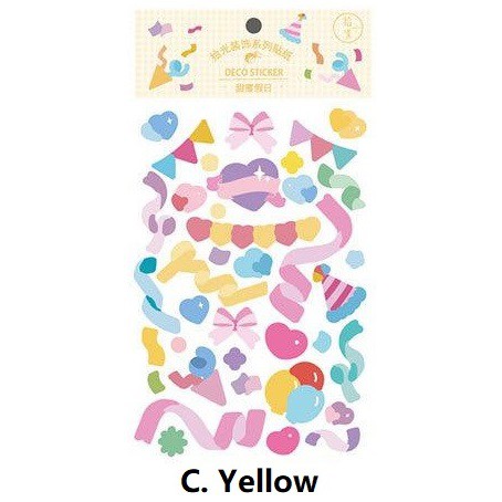 [MILOLI] 1Pc PARTY RIBBON Stiker Hias Deco Jurnal Scrapbook DIY Planner - B0133-C. Yellow