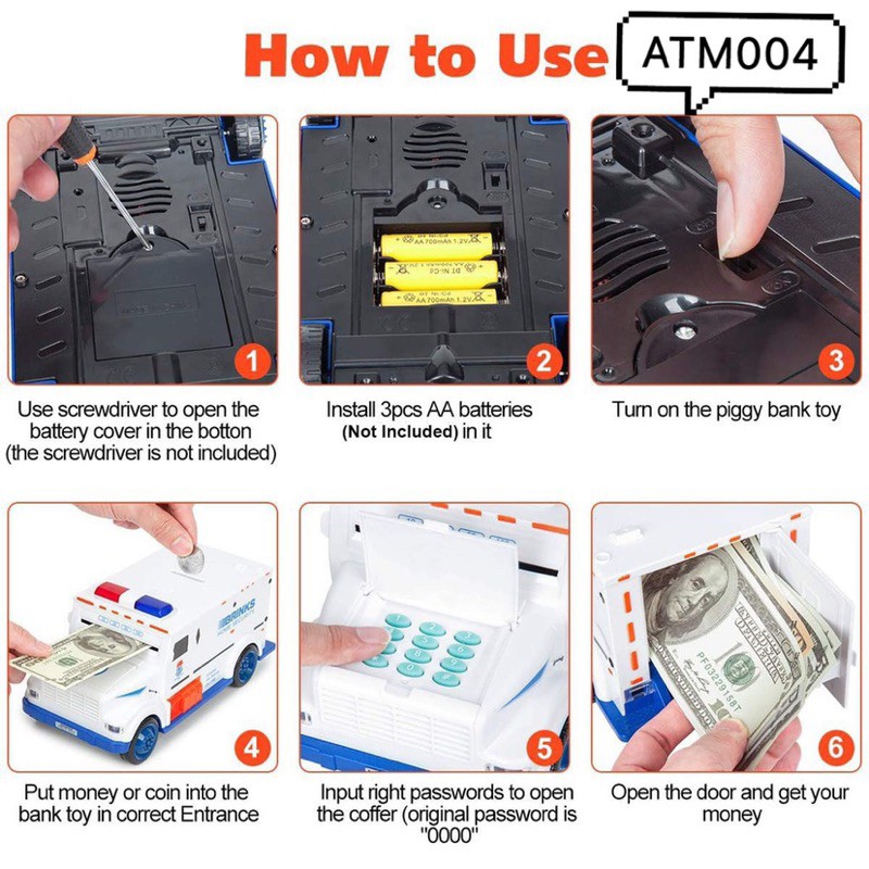 Mainan Celengan otomatis ATM Mobil Truck Security Brankas Piggy Bank ATM004 ATM005 menabung tabungan mainan anak
