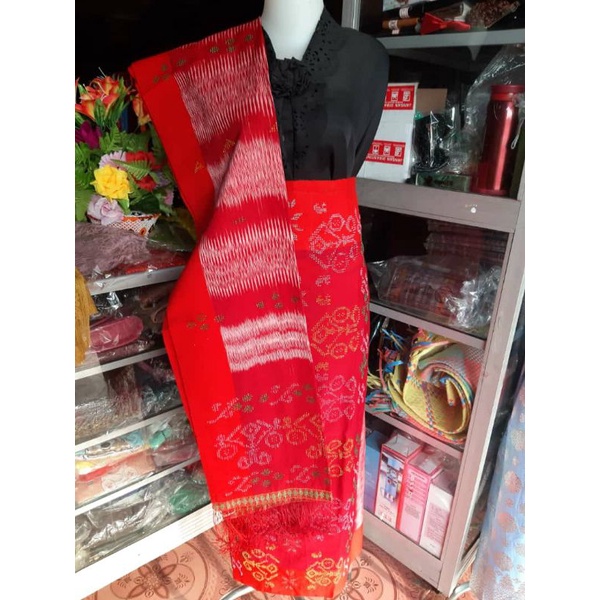 SONGKET BINTANG MARATUR WARNA MERAH TENUN FULL PAYET TANGAN TARUTUNG