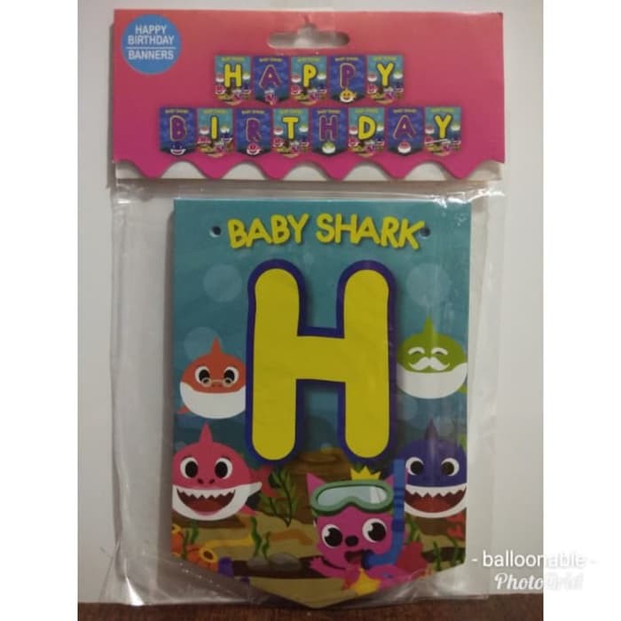 Image of Banner Happy Birthday Baby Shark #0