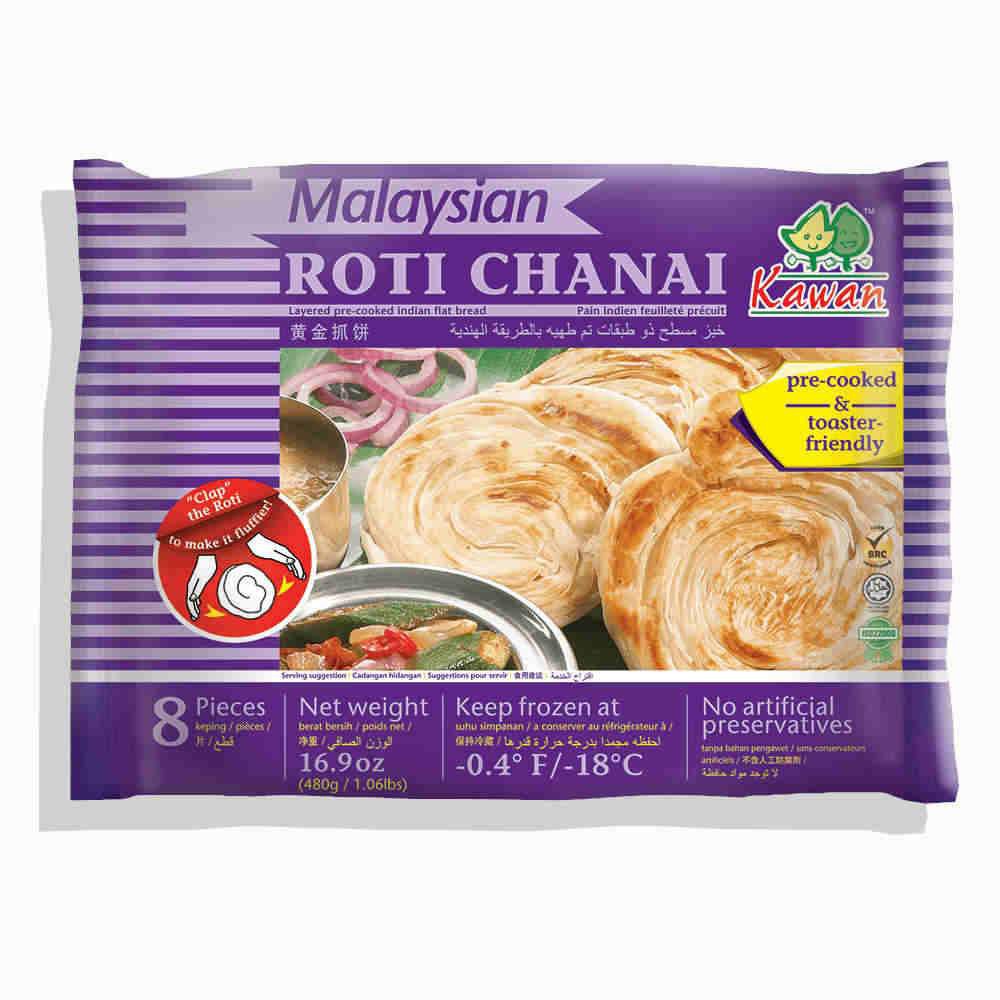 

Kawan Roti Chanai Frozen 480gr isi 8 pcs | Roti Cane Malaysian Food | Roti Maryam