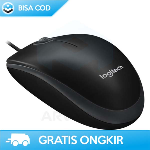 MOUSE WIRED 800 DPI LOGITECH DESAIN AMBIDEXTROUS PLUG AND PLAY B100