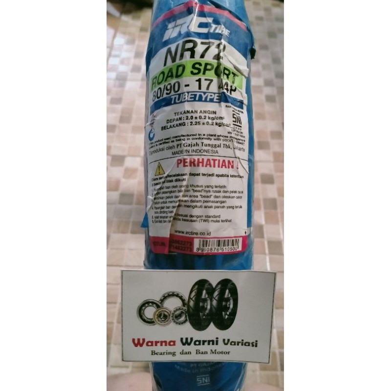 Ban Motor IRC NR72 80 / 90 ring 17 bukan Tubeless