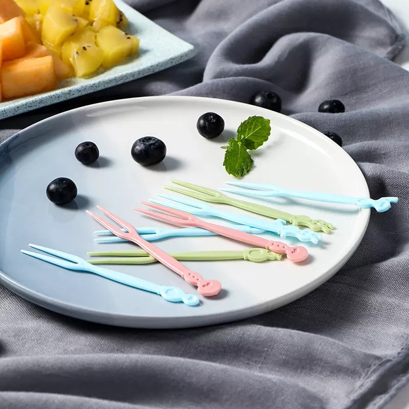 50pcs Fruit Fork / Fruit Toothpick - Tusukan Buah plastik / Garpu Tusuk Tusukan Buah Makanan Bento fruit sayur Fork Food Picker