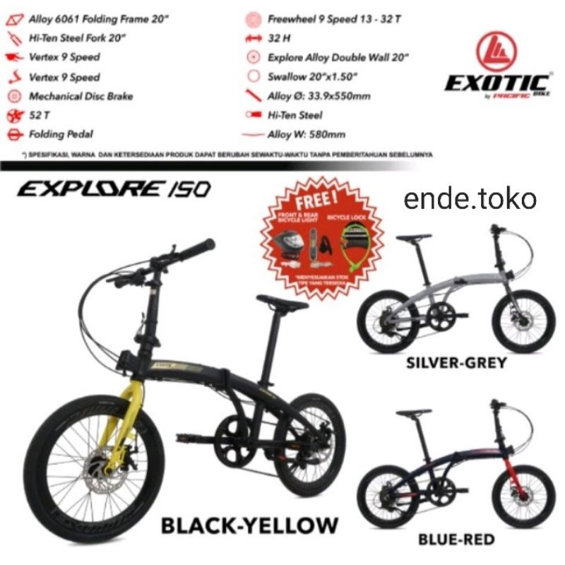 sepeda lipat exotic explore 150 20 inch alloy