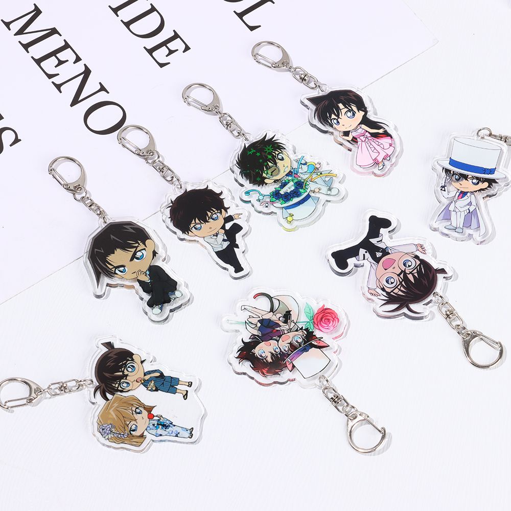 ROW Student gifts Acrylic Mau Lilan Double-sided pendant Detective Conan Shinichi Exquisite trinkets Animation peripherals Keychain Conan Metal