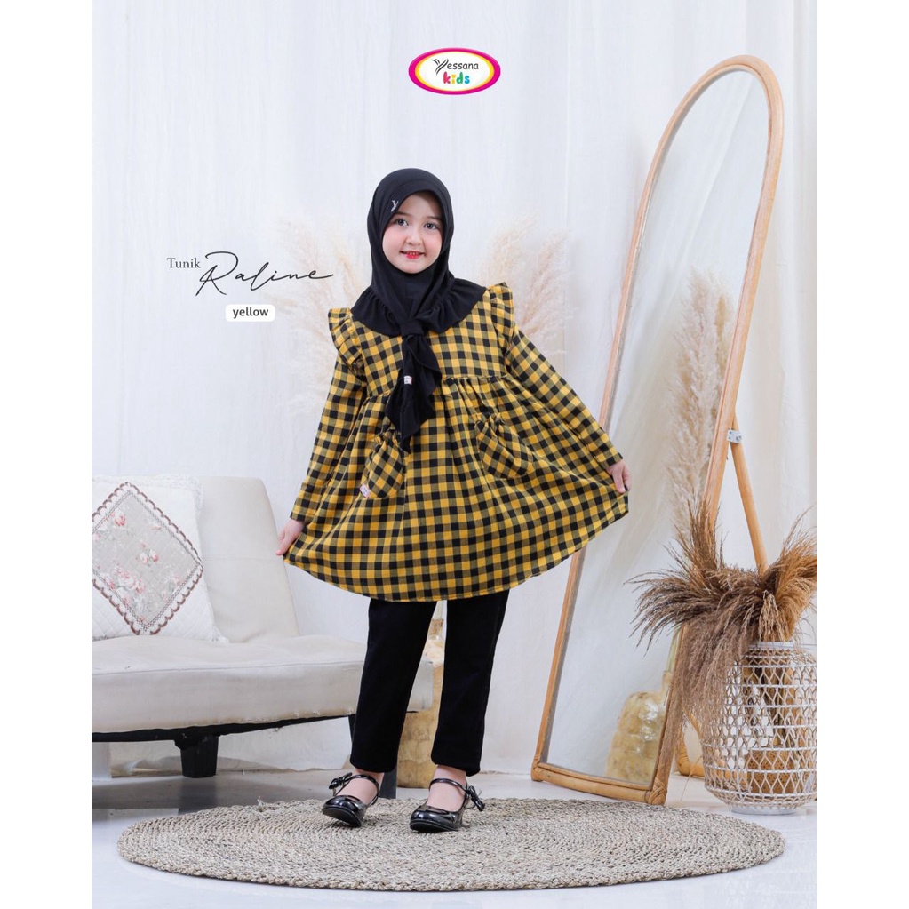 Tunik Anak Perempuan Tunik Raline Motif Kotak-Kotak By Yessana Hijab