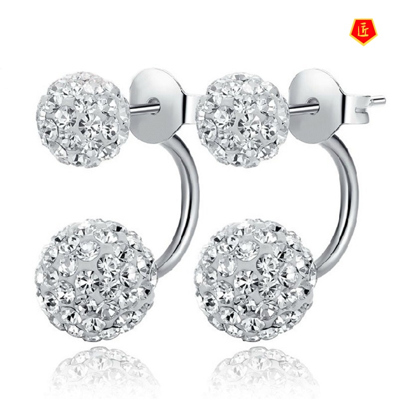 [Ready Stock]Creative Personality Silver Women's Micro Rhinestone Earrings