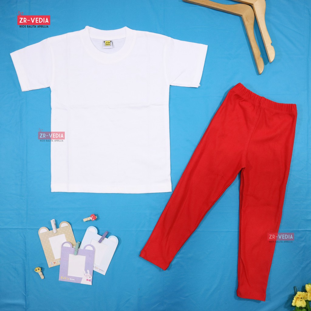 Setelan Merah Putih uk 1-8 Tahun /  Kaos Oblong Legging Jeans Anak Celana Panjang Polos Leging