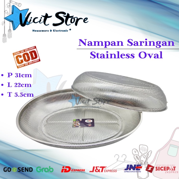 Nampan Saringan Stainless Besar / Nampan Tirisan Buah Dan Sayur Oval