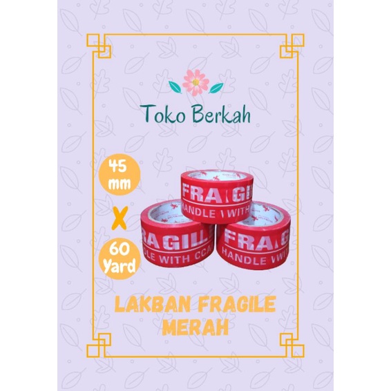 

Lakban Fragile 45mm x 60 Yard - Merah