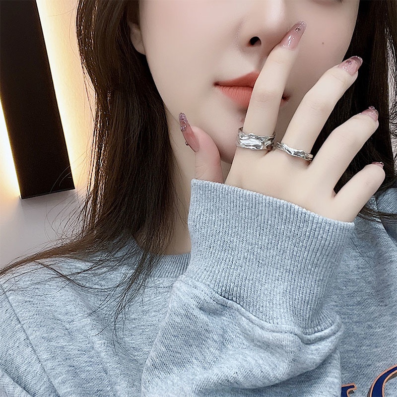 Cincin Model Asimetris Gaya Harajuku Untuk Wanita