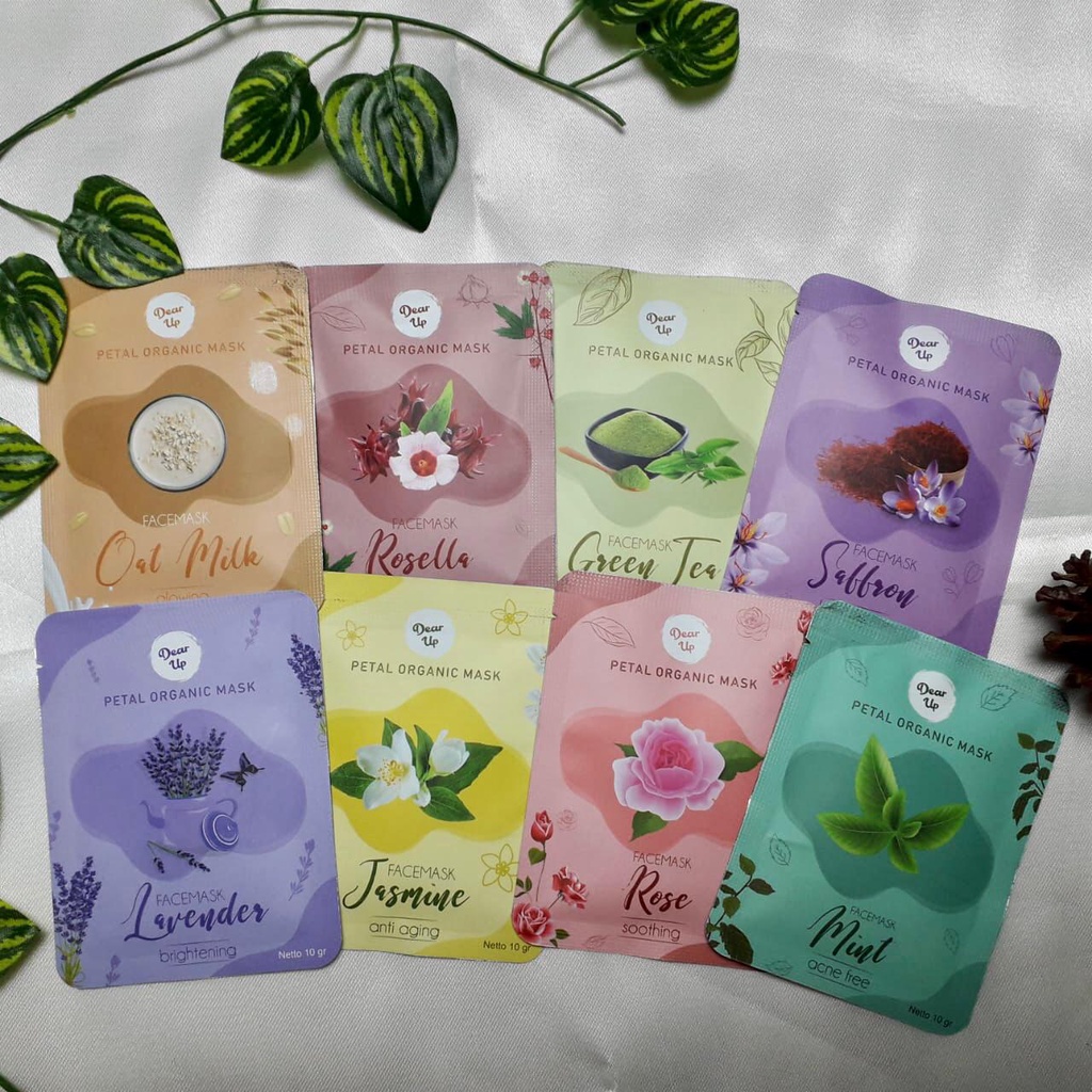 Dear Up Petal Organic Mask 10g | Masker Wajah Organik | Face Mask | BPOM HALAL