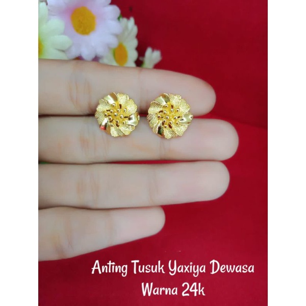 24k ANTING TUSUK MAWAR/ANTING MAWAR LAPIS EMAS