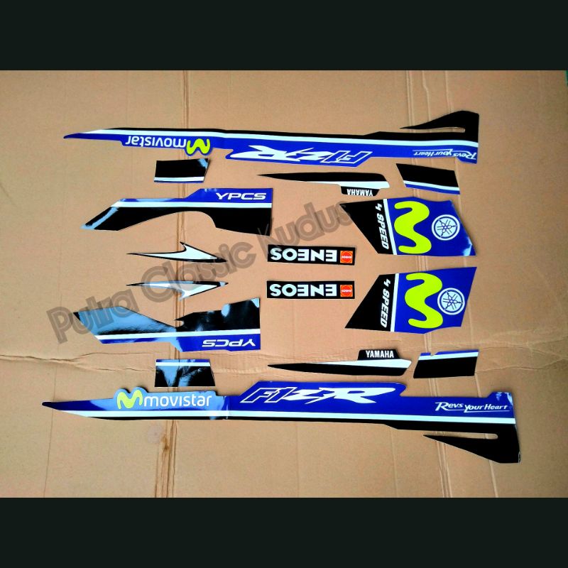 stiker / striping sticker Yamaha FIZ R Movistar biru
