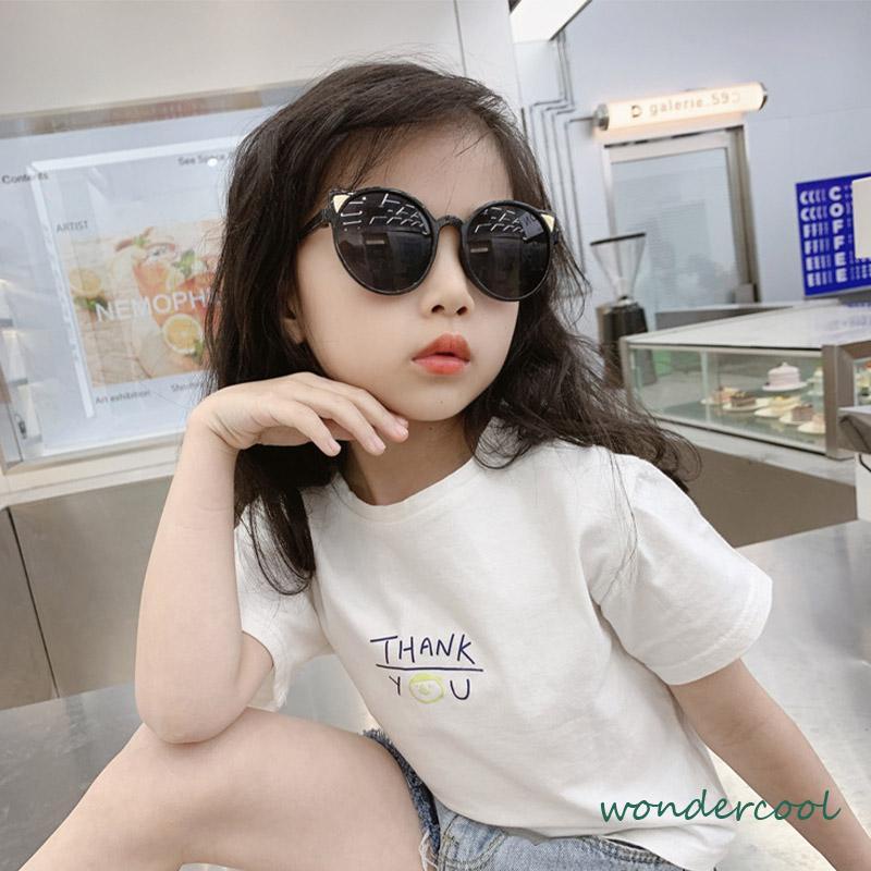 Anak-anak Lucu Bentuk Gadis Fashion Bingkai Bulat Kacamata Perlindungan UV-Won