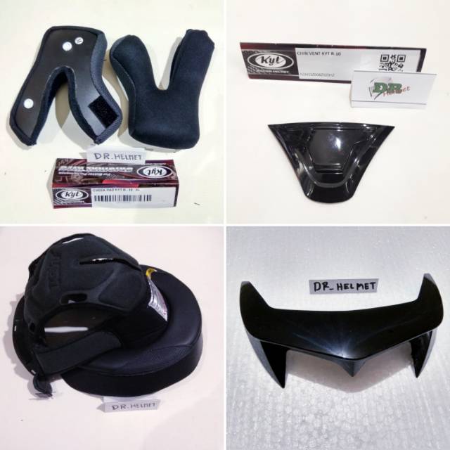 Spear part helm kyt r10 / Spoiler / chint vent / chek pad / crown pad / ventilasi / busa pipi / atas