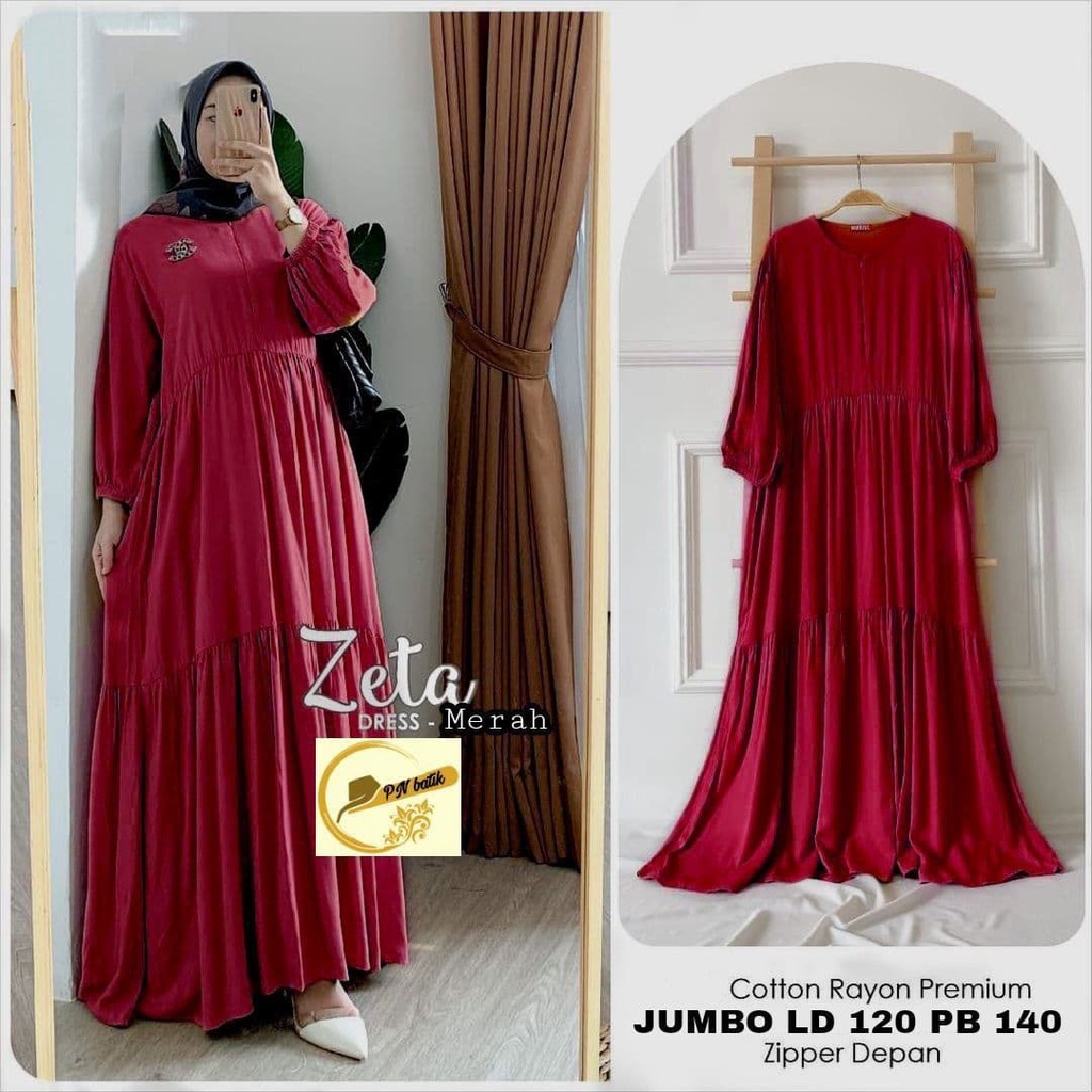 Gamis Syari Rayon Adem Warna Polos Cantik Gamis Jumbo Canda Busui Wudhu Friendly Matilda Maroon