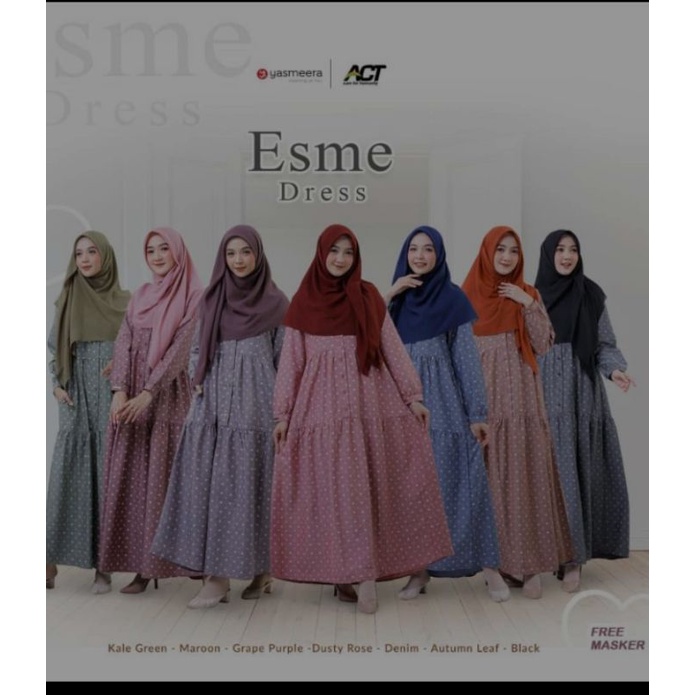 esme dress yasmeera/ dress remaja/ dewasa