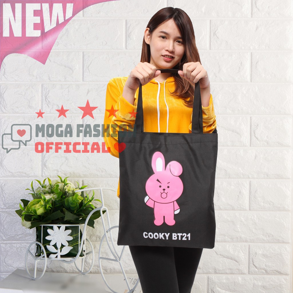 Tas Selempang Tote Kanvas BT21 BTS Murah Lebay - Totebag Wanita Kekinian Tas Kanvas Korean Style