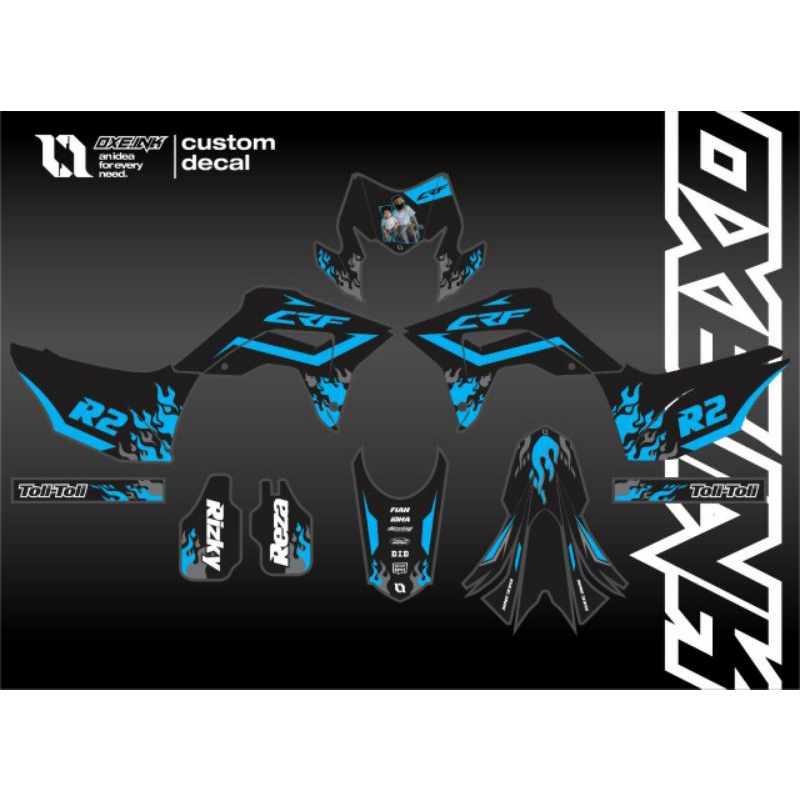 Decal Crf 150 L hitam biru