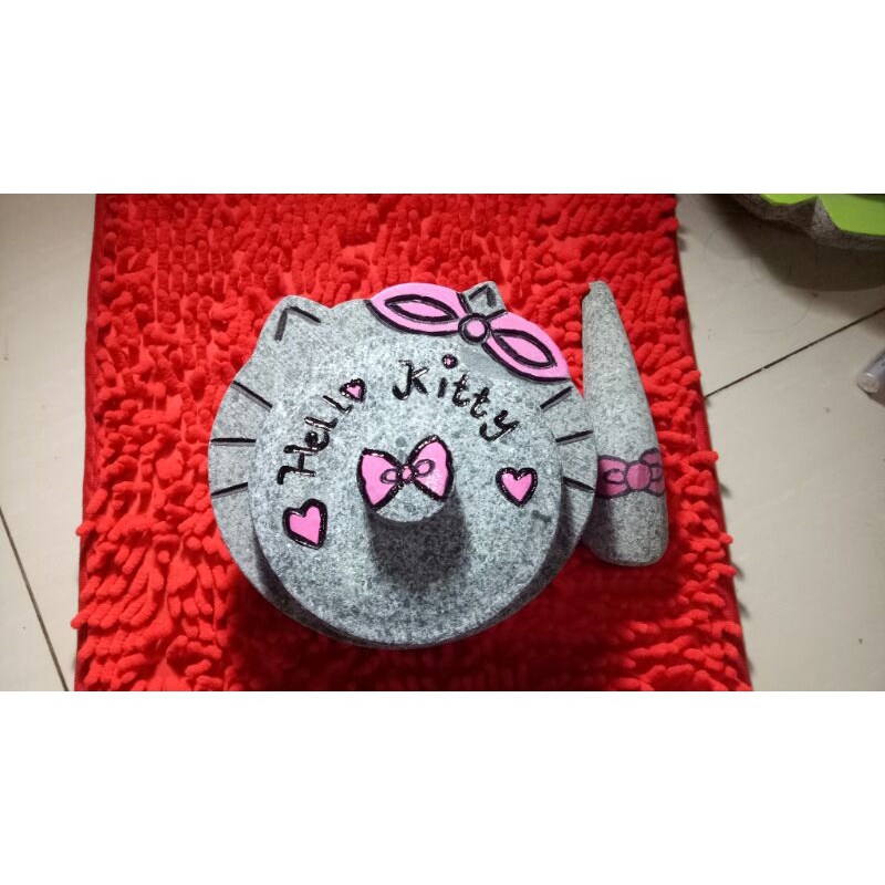 COBEK ASLI BATU  HELOKITTY PLUS ULEKAN DAN TUTUP