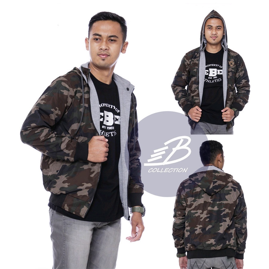 Jaket DC Bolak-Balik Ukuran Loreng Army Bahan Parasut Despo Fleece