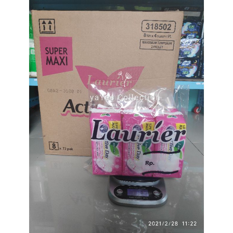 Pembalut Laurier Active Day SATUAN lorier isi 8 Non Wing Super maxy Haid menstruasi nifas Kao