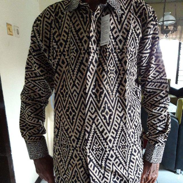 Kemeja Batik Pria Batik Danabrata Motif Wajik Hitam Kode 028 Lengan Panjang Reguler Size M L Xl