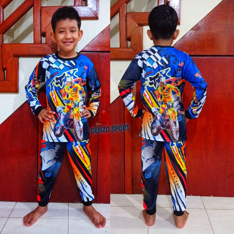 SETELAN BAJU KAOS JERSEY SEPEDA ANAK ANAK USIA 4 - 9 Tahun postur ideal