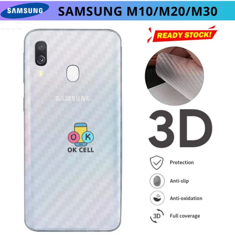 Skin Carbon 3D Samsung M10.M20.M30 Sticker Garskin Karbon Fiber 3D Anti Gores Belakang Premium