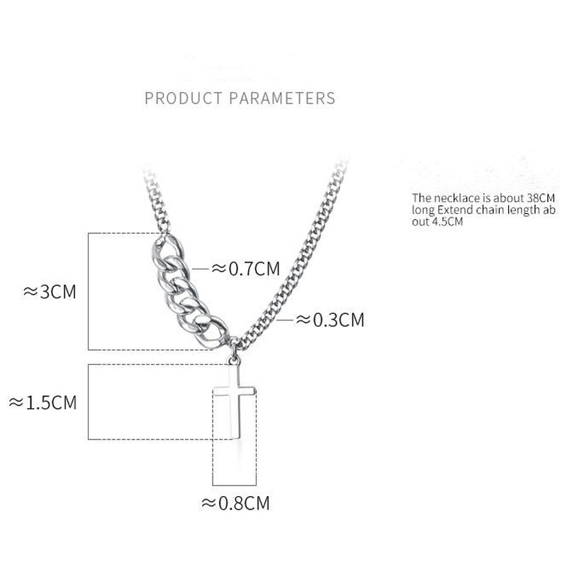 Papaozhu Chic Perak Tebal Rantai Salib Liontin Kalung Untuk Wanita Perempuan Korea Necklace Jewelry