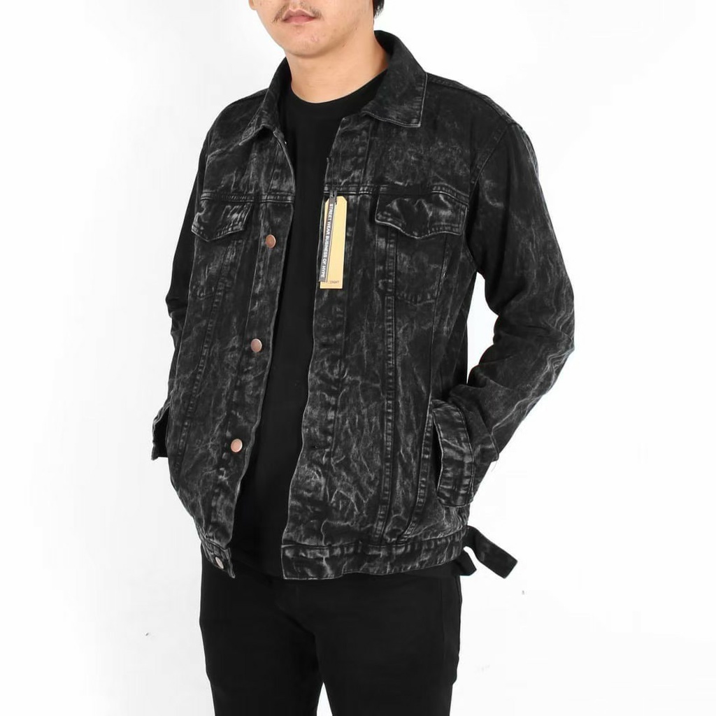 Jaket Jeans Sandwash Black Size M,L,XL