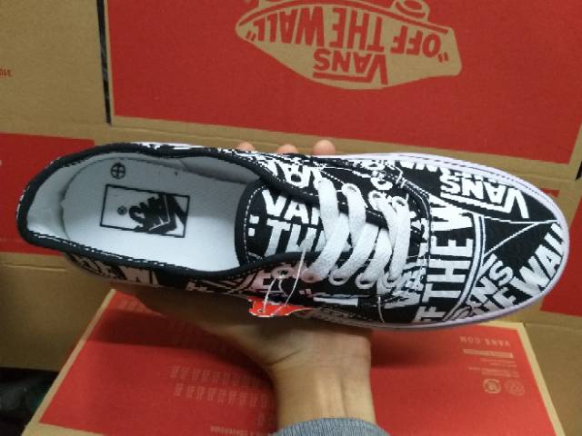 Sepatu Vans Authentic Motif Vans off The Wall Black White Hitam Putih Casual Sekolah Kuliah Kerja