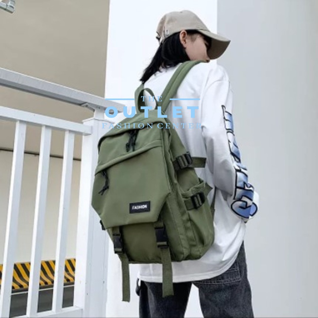 Tas Ransel Backpack Gendong Branded Batam Multifungsi Pria Wanita Cewek Cowok Remaja Dewasa Kanvas Sekolah SMA SD Fashion Korea Kantor Kekinian Murah PROMO BISA COD GRATIS ONGKIR-ARMY