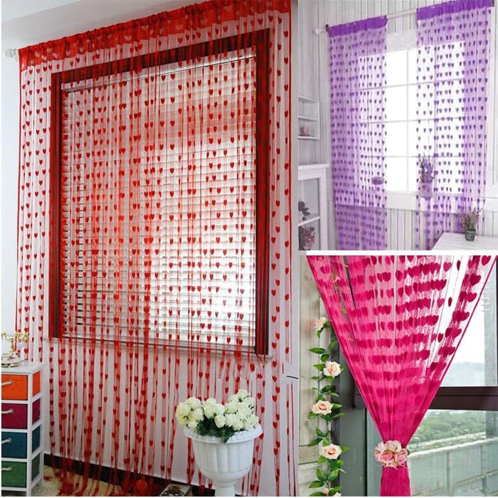 Heart Line Window Curtain 200X100cm