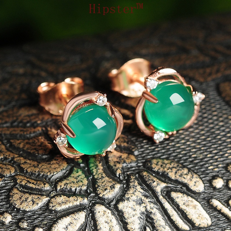 Hot Sale New Graceful and Fashionable Flower Vintage Jade Earrings