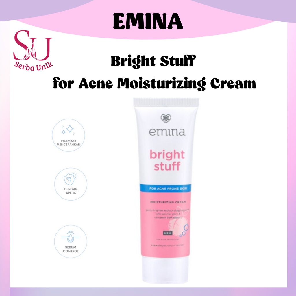 Emina Bright Stuff for Acne Prone Skin Moisturizing Cream 20ml | Pelembab Wajah Berjerawat