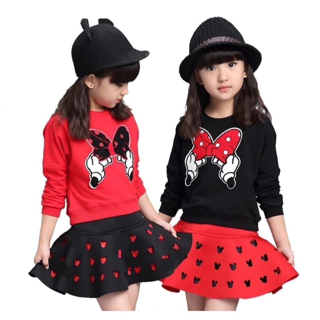 [st hendy RO]Setelan Anak Perempuan Babyterry Black/Red