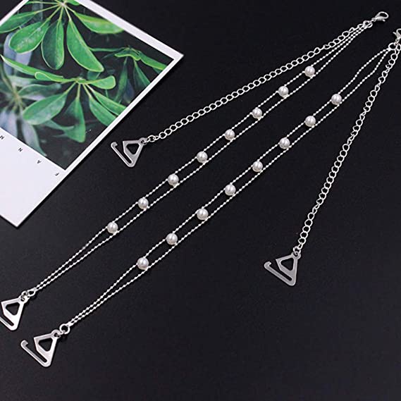 Summer New Sexy Metal Pearl Chain Lingerie Straps