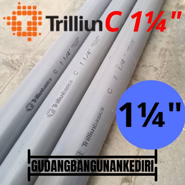 Pipa PVC C 1 1/4&quot; TRILLIUN | Pipa C 1 1/4&quot; ABU TRILLIUN per 1 meter (100cm)