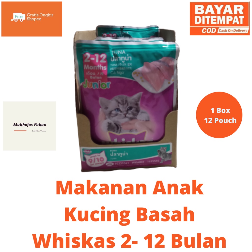 Jual Whiskas Sachet Basah Junior Tuna 1 Box / Pack (12 Pcs) Makanan