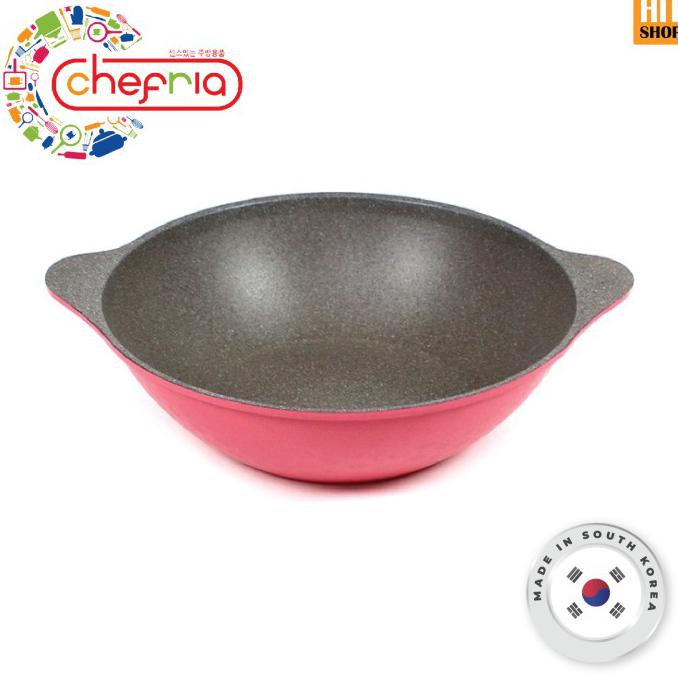 Chefria Vivid Wok Pan 2 Handle 28Cm - Panci/Wajan/Penggorengan Korea - Diskon Spesial 
