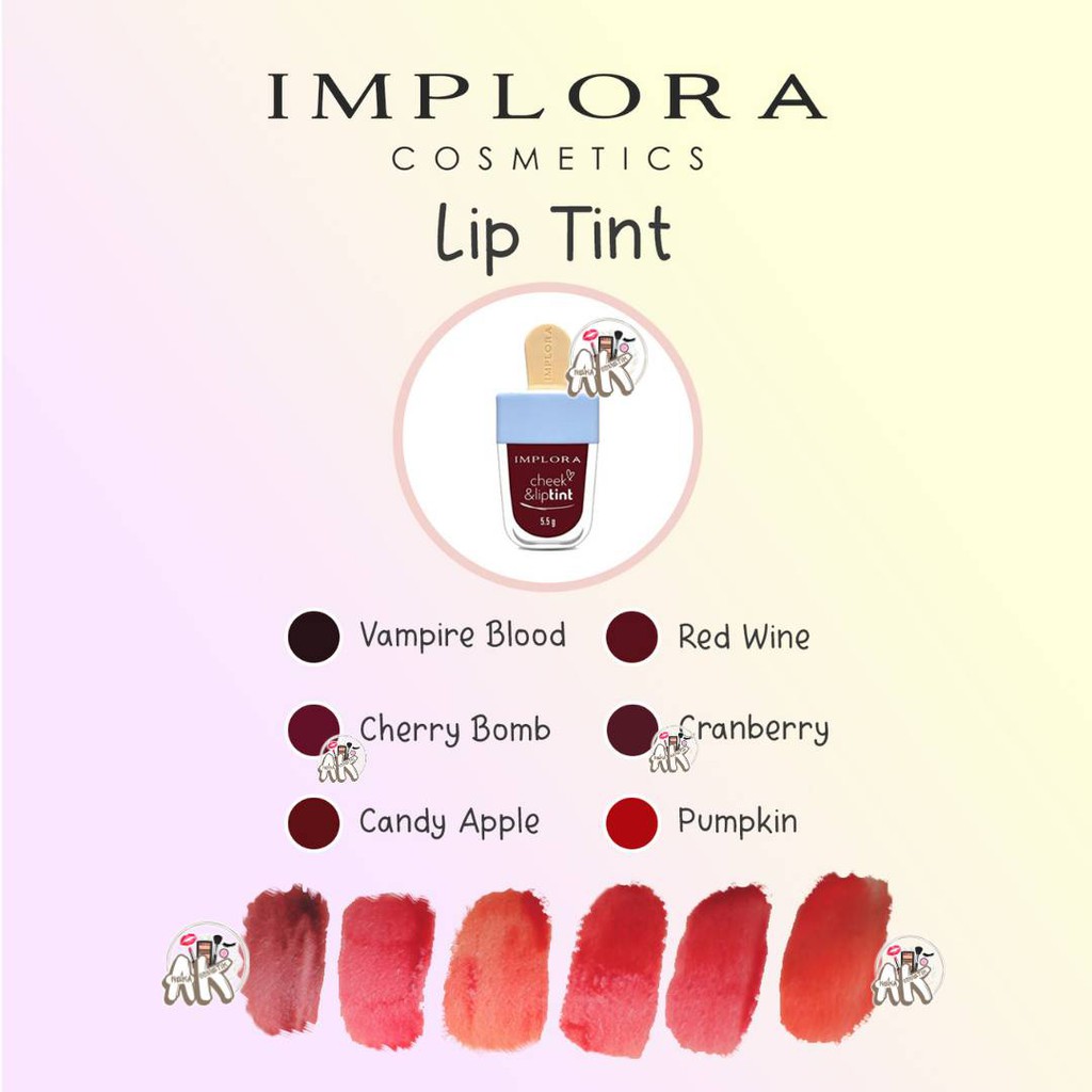 Implora Jelly Tint / Fleur Rouge Lustrous Lipstick Mawar / Lipcream / Liptint / Lip Matte Velvet / Lip Crayon Original Bpom