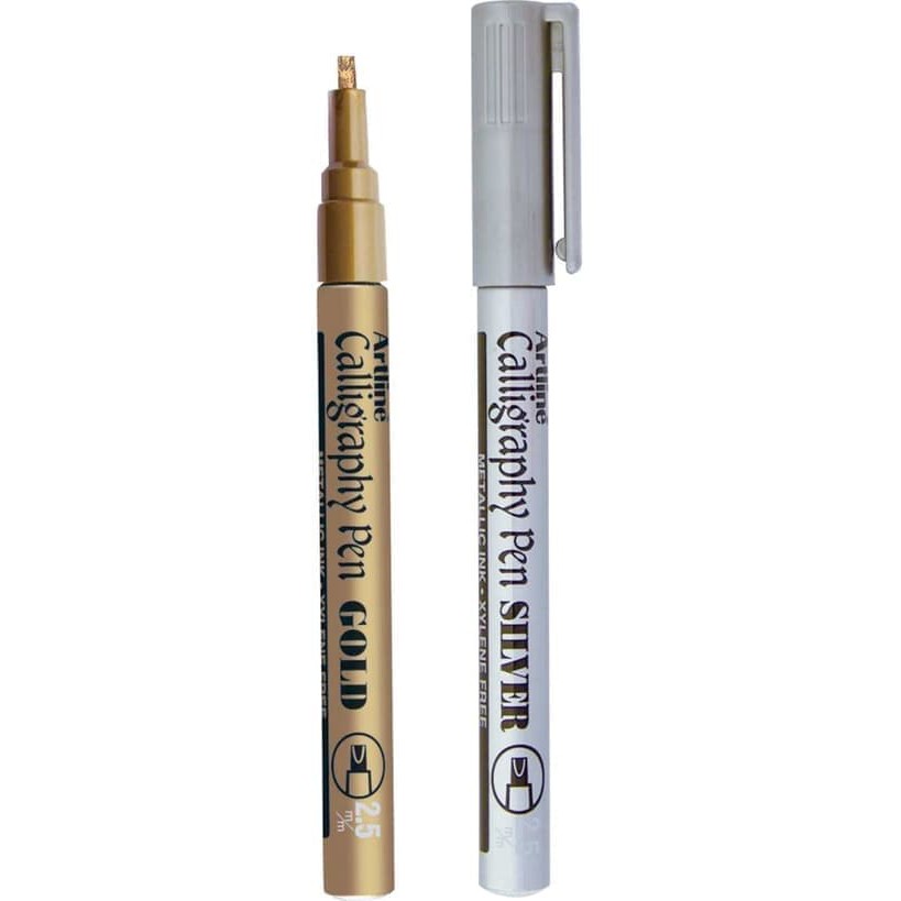 

Artline Calligraphy Pen Gold Silver 2.5mm Pulpen Kaligrafi Emas Perak