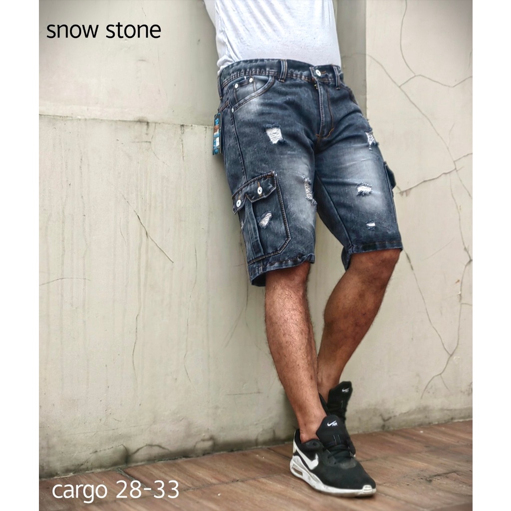 CELAN DENIM CARGO SOBEK PRIA/CELANA DENIM PENDEK SOBEK PRIA/CELANA JEANS PENDEK RIPPED/CELANA CARGO