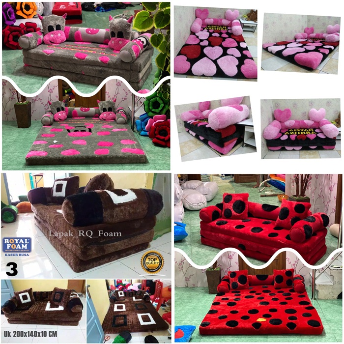 TERBARU !!! Kasur Bulu Karakter / Kasur Lipat Bulu Karakter Rasfur Sofa bed UKURAN Double 200x140x10 cm // Sofa Bed Karakter MURAH // Kasur Santai Bulu / Kasur Bulu Double Kasur Karpet Santai Ruangan Tamu Full Set 2 Bantal 3 guling Bisa di Lipat Jadi SOFA