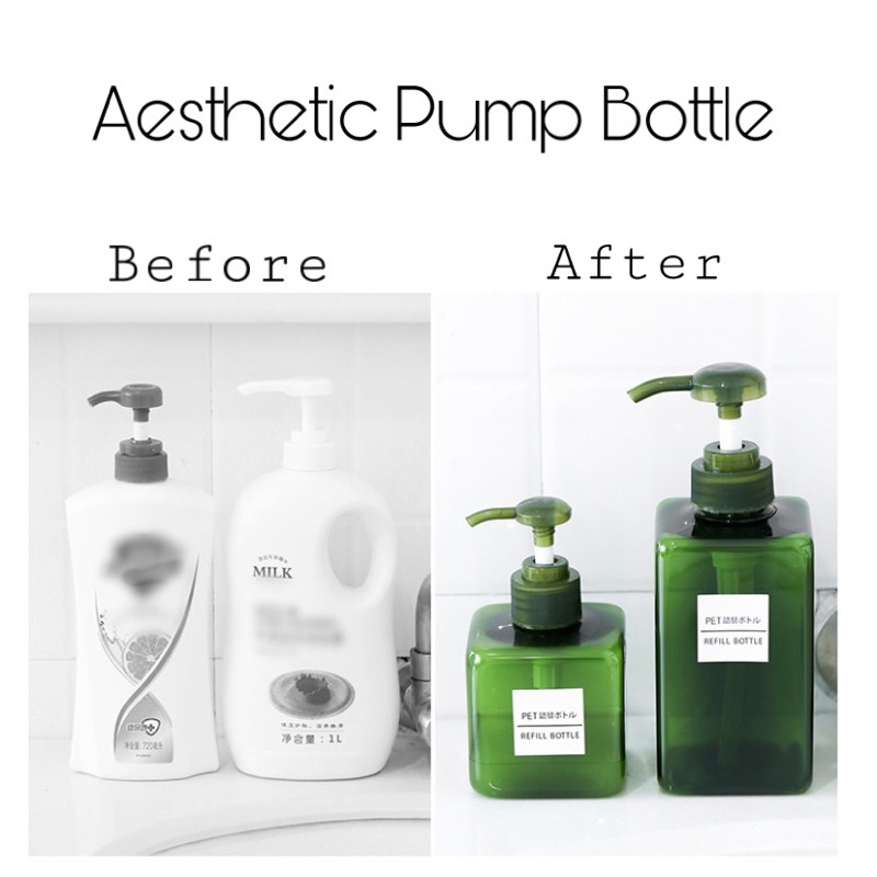 BOTOL SABUN CAIR AESTHETIC BENTUK KOTAK BAHAN PETG / SOAP DISPENSER LUCU BOTOL PUMP BOTOL SHAMPOO LUCU BOTOL MANDI SABUN CUCI TANGAN SOAP BOTTLE