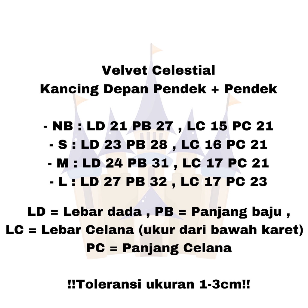 Castle - Velvet Junior Bamboo Cotton AirCool Setelan Baju Pendek Kancing Depan + Celana Pendek Size NB(0-3m) S(3-6m) M(6-9m) L(9-12m)